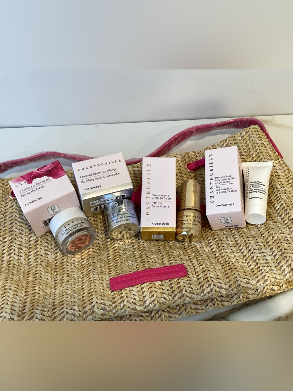Chantecaille High End Skincare Travel Set with Natural Straw Tote Bag - Picture 4 of 6